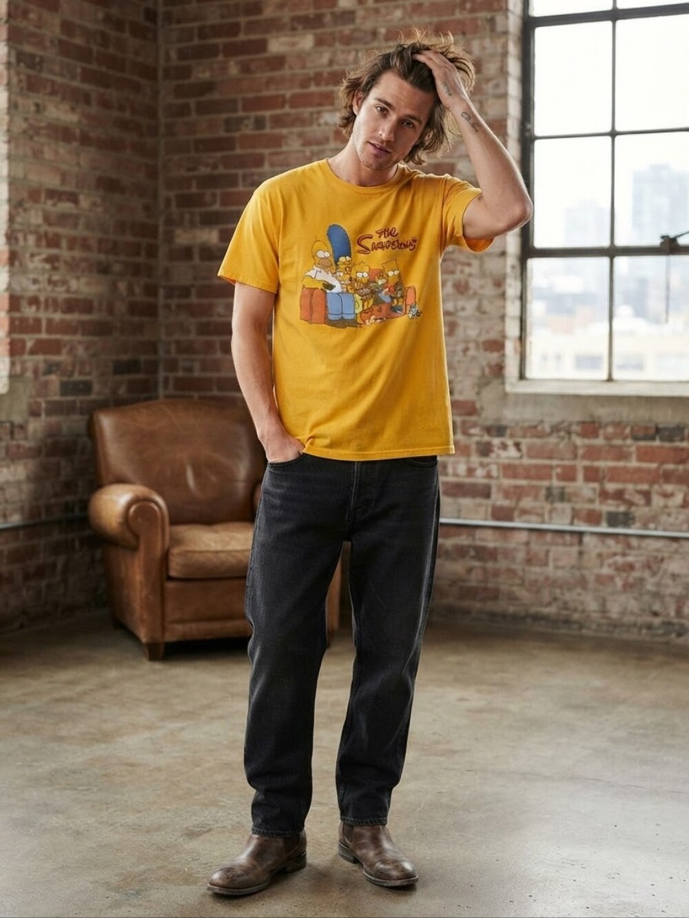 The Simpsons Yellow Couch Gag Graphic Tee Size M